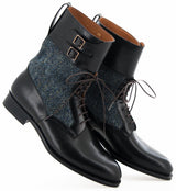 11 DEC BOTTINE BLACK/ TWEED BLEU