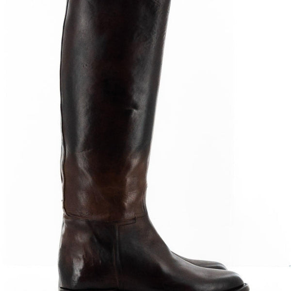 Bottes En Cuir Noir à Bordure Marron - Taille 38 (UK 5) Femme - Occasion, Marque Non Définie