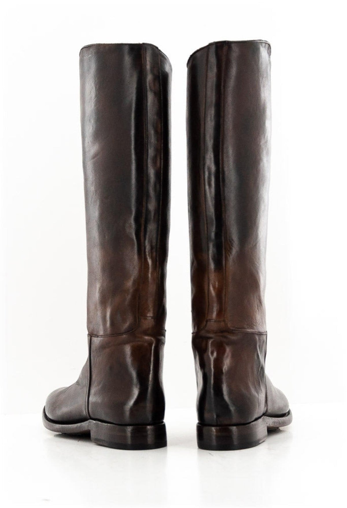 Bottes En Cuir Noir Avec Bordure Marron - Taille 38 (UK 5), Occasion, Sans Marque